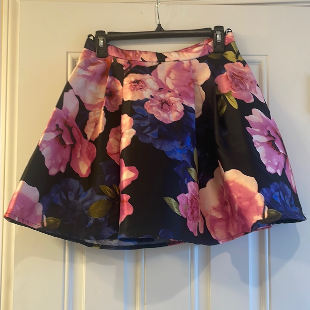 NWOT Floral A-Line Skirt -Pink and Blue Sz 9/10